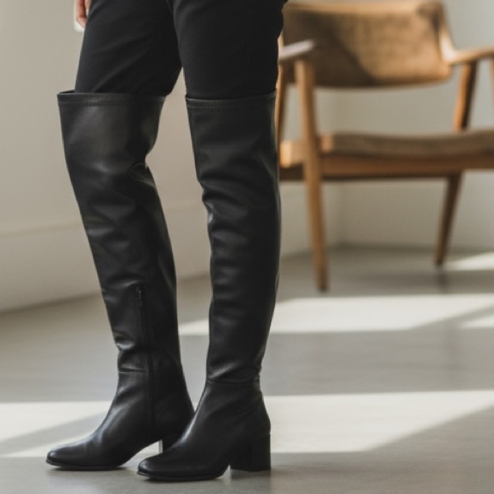 Lord & Taylor 424 Fifth Emyle Black Leather Riding Boots Size 6